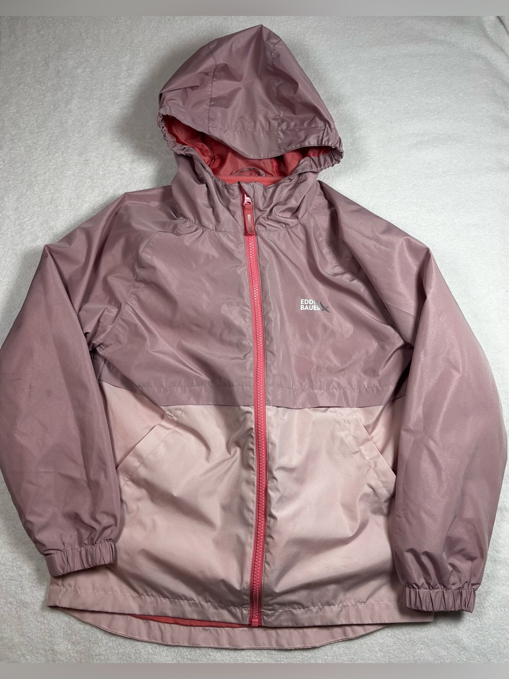 Eddie Bauer girls hooded jacket, warm fleece lining, zip front, size M 10/12